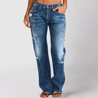 WIBKE - WEITE JEANS MIT USED-EFFEKT – Dunkelblau
