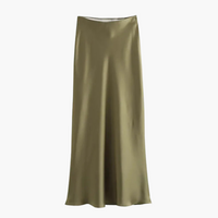 Fließender Satin-Midirock für Damen – Grün