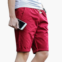Lässige, knielange Herren-Sommer-Shorts mit Kordelzug – Rot
