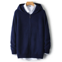 Strickjacke mit Kapuze Reißverschluss – Marine
