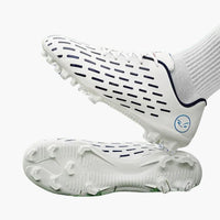 Unisex-Fußballschuhe mit Schnürverschluss und strukturierter Oberfläche – Weiß