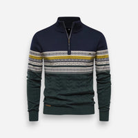 Half Zip Pullover Sweater mit Retro-Muster für Herren – Marine