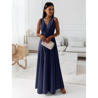 Damen-Maxikleid in Wickeloptik | ärmellose Ausführung – Marine