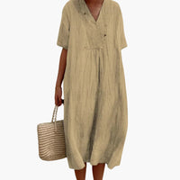 Boho Sommerkleid für Damen – Luftig, Locker & V-Ausschnitt – Khaki