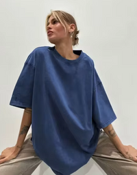 Heidi-Mode | Baumwolle Retro T-Shirt Damen Vintage – Blau