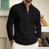 Elias | Leinen Henley Ferran für elegante Herren – Schwarz