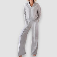 Cristine | Lounge-Set mit weit geschnittener Hose – Grau