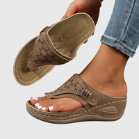 Stefanie | Damen Flache Slip-On Sandalen Komfort Sommer Leicht Alltag – Braun
