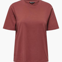Damen T-Shirt mit Rundhals und kurzen Ärmeln aus Leichtstoff – Rot