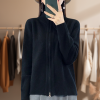 Britney - Eleganter Pullover mit Reißverschluss – Schwarz