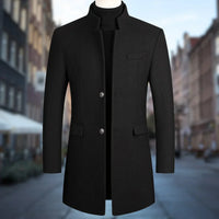 Eleganter schmal geschnittener Mantel für Männer – Schwarz