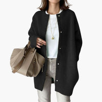 Wollmantel mit Gürtel für Damen – Schwarz