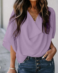 Heidi-Mode | Lässige Bluse Mit V-Ausschnitt Für Frauen – Lavendel
