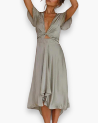 Damen Festliches Fließendes Kleid | Midi – Oliv