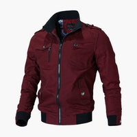 Herren Bomberjacke mit Reißverschluss und geripptem Saum – Rot