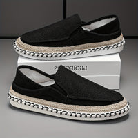 Tyson – Küsten Weave Slip Auf Schuhe – Schwarz