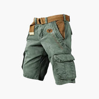 Sommer Cargo Shorts für Herren - Leichte Kurze Wanderhose mit Gürtel für Outdoor – Grün
