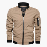Herren jacke mit Frontreißverschluss und Ärmeltasche – Beige