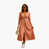 Sabine | Elegantes und Bequemes Kleid – Rosa