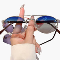 Damen Sonnenbrille mit ovalen Gläsern und UV-Schutz – Blauer Tee