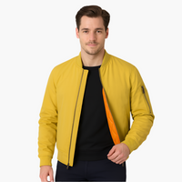 Herren Bomberjacke mit Reißverschluss und Rippbündchen – Gelb