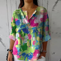 TIZIANA - LOCKERE BEDRUCKTE BLUSE – Blau