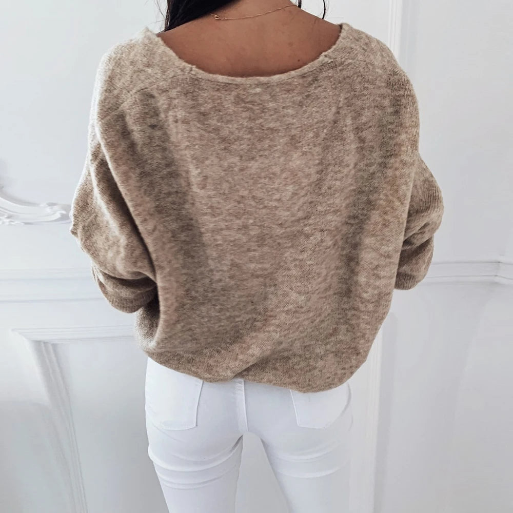 Xena - Eleganter V-Ausschnitt-Strickpullover
