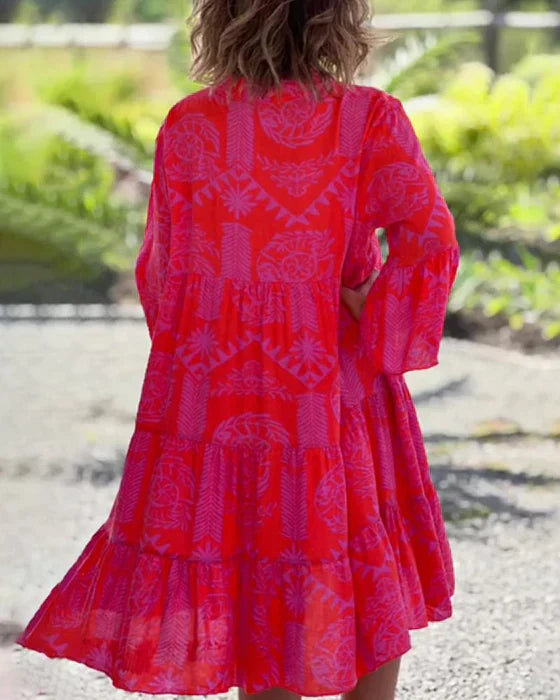 Janine | Boho Geometrisches Print Kleid