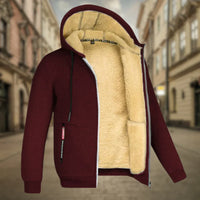 Kuschelige Sherpa-gefütterte Kapuzenjacke für Männer – Burgunderrot