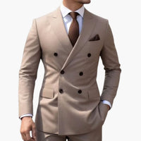 Herren Anzug zweiteilig mit Doppelreiher und Slim Fit Hose – Beige
