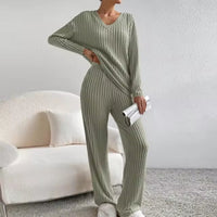 CLAIRE | GERIPPTES ZWEITEILIGES SET – Grün