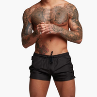 Herren schnelltrocknende Shorts mit elastischem Bund und Reißverschluss – Schwarz
