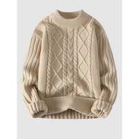 Gemütlicher Pullover aus Kabelstrick – Khaki