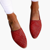 Geflochtene Leder Slingbacks für Damen - Flache Sommerschuhe – Rot