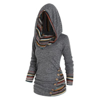 Adelheid | Lässiger Tribal-Hoodie – Grau