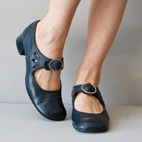 Bianca | Sandalen mit Keilschnalle aus Leder – Blau