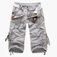 Herren Cargoshorts mit Taschen und verstellbarem Bund für Sommer – Hellgrau