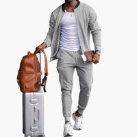 Herren Freizeitanzug mit Reißverschlussjacke und Jogginghose – Beige