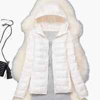 Ultraleichte Daunenjacke mit Kapuze für Damen – Weiß