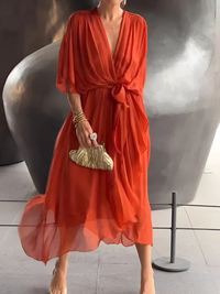 Sherry | Wickel Midikleid – Rot Orange