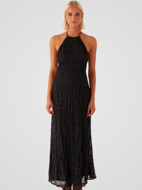 SOLÈNE TEXTURE MAXIKLEID – Schwarz