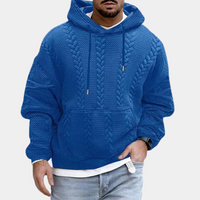 Strukturierter Kapuzenpullover aus Zopfmuster für Männer – Blau