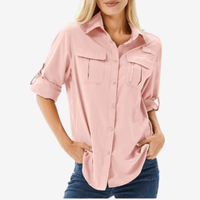 Atmungsaktive Wandershirt für Damen | Lange Ärmel – Hellrosa