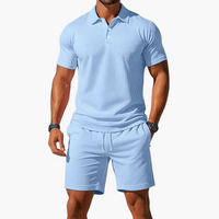 Leichtes Sommer Polo Set Herren - Kurzarmshirt & passende Shorts – Hellblau