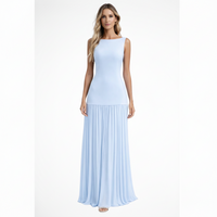 Elina | Damen Elegantes Plissee Maxi Kleid Formell – Plissee Maxi Elegant 2026 – Himmelblau
