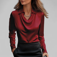 Theresa | Elegante Wasserfall Satinbluse – Rot