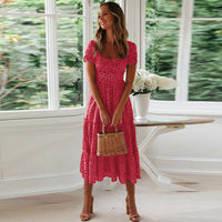 Boho Bequemes Kleid – Rot