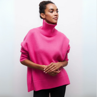 Kurzarm-Rollkragenpullover – Kühne Eleganz mit modernem Flair – Rosa