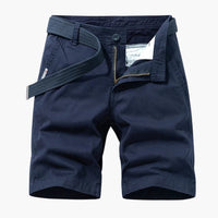 Herren-Cargo-Shorts aus Mischgewebe mit verstellbarem Gürtel und Taschen – Dunkelblau