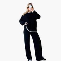 Alyssa | Gemütliches Strick-Zweiteiler-Lounge-Set – Schwarz